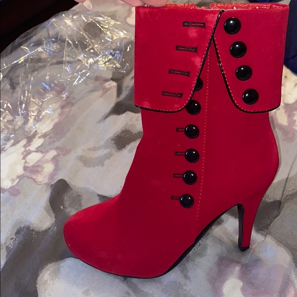 Red ankle heel boots - Picture 2 of 3